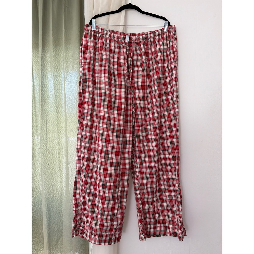 Wild Fable Pajama Pants Women XXL Red Plaid Cotton Wide Leg Sleepwear Loungewear